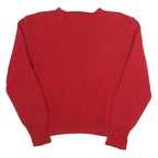 POLO SPORT RALPH LAUREN Womens Red Plain Cotton Jumper Crew Neck Tight Knit L