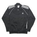 ADIDAS Mens Black White Track Jacket L Polyester Zip Plain Sportswear