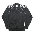 ADIDAS Mens Black White Track Jacket L Polyester Zip Plain Sportswear