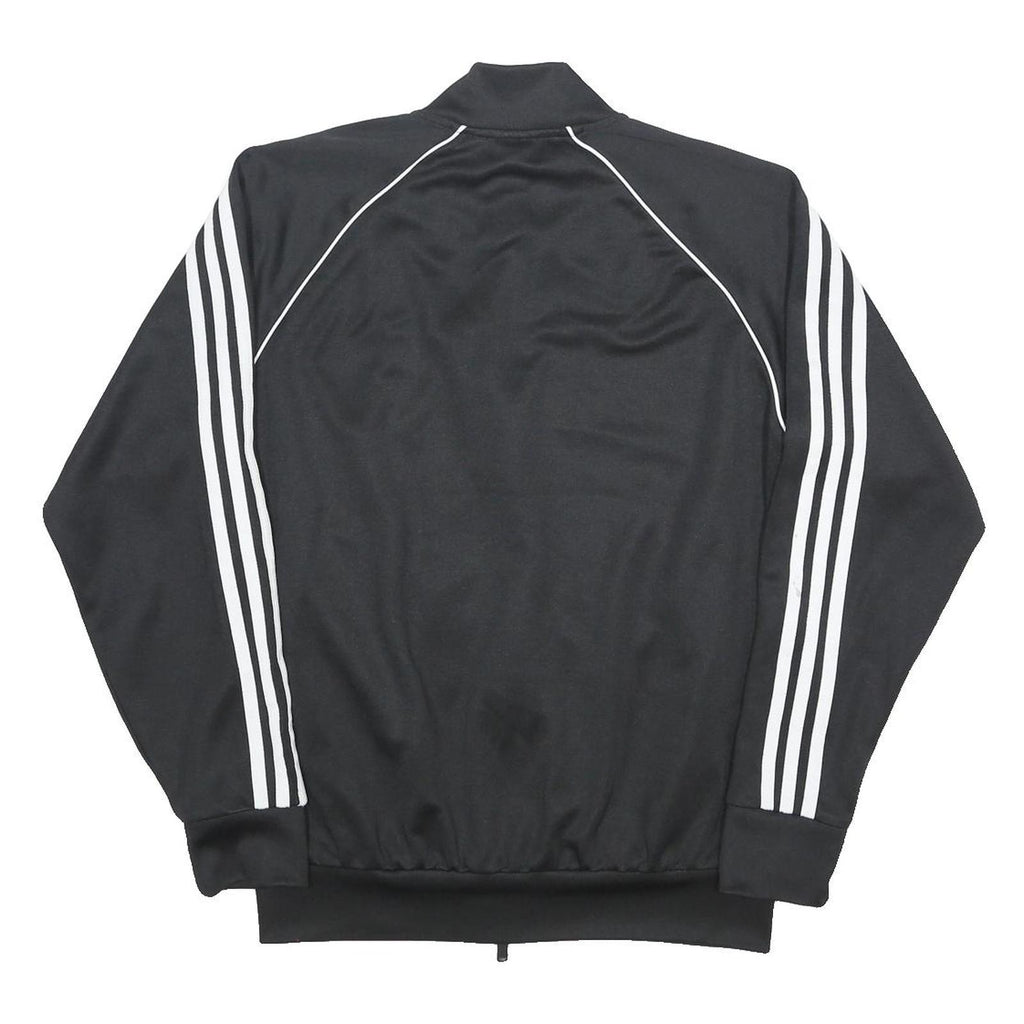 ADIDAS Mens Black White Track Jacket L Polyester Zip Plain Sportswear