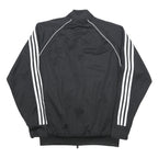 ADIDAS Mens Black White Track Jacket L Polyester Zip Plain Sportswear