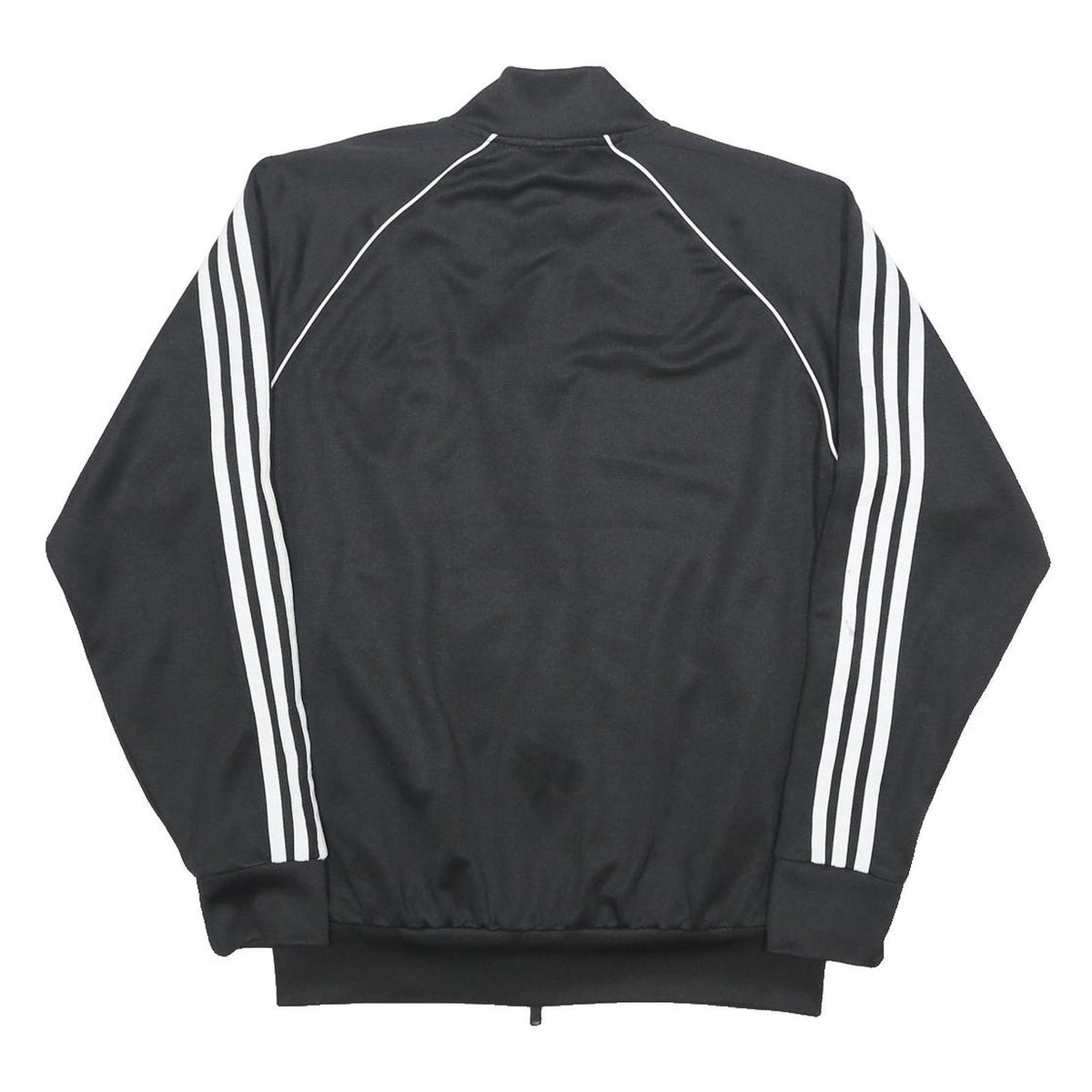 ADIDAS Mens Black White Track Jacket L Polyester Zip Plain Sportswear