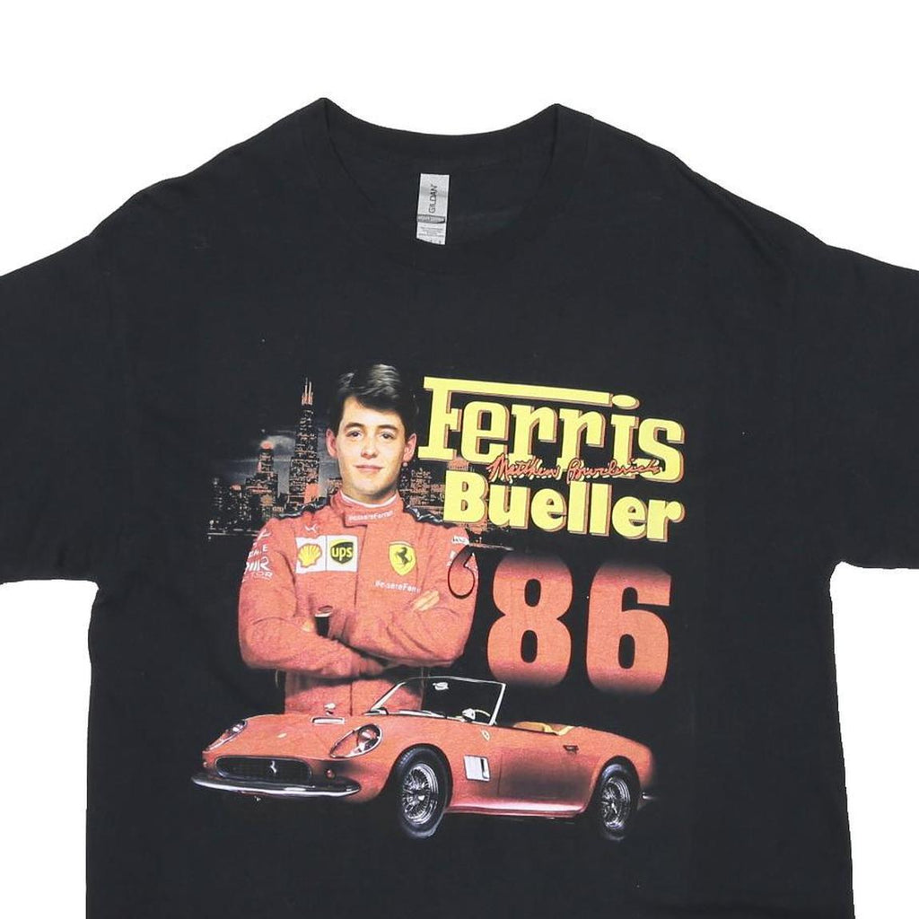 GILDAN Mens Black Ferris Bueller 86 Graphic T-Shirt L Short Sleeve Crew Neck