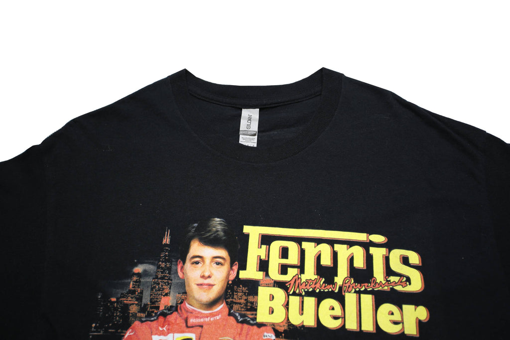GILDAN Mens Black Ferris Bueller 86 Graphic T-Shirt L Short Sleeve Crew Neck