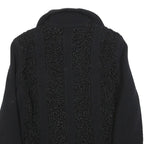 Womens Black Textured Button Jacket M Knit Fine Wool Casual Warm Layer