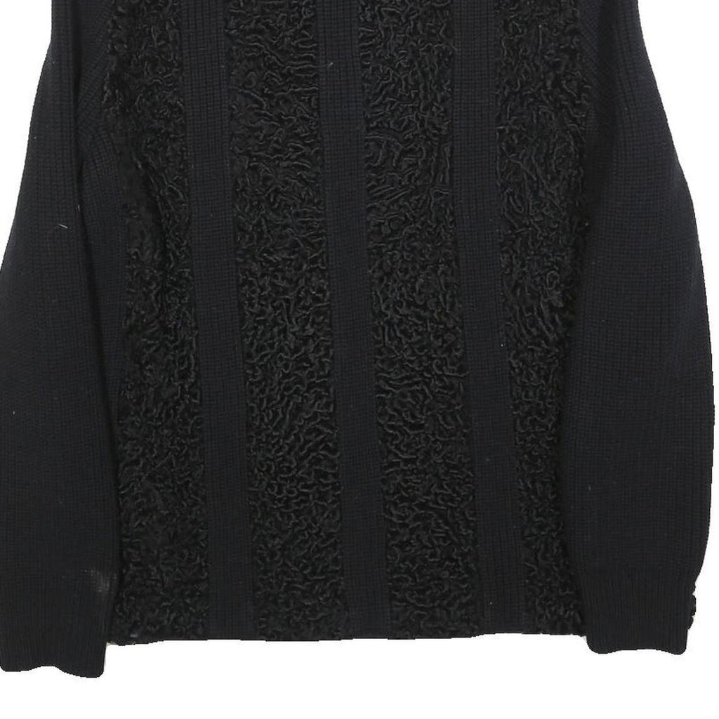 Womens Black Textured Button Jacket M Knit Fine Wool Casual Warm Layer