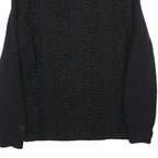 Womens Black Textured Button Jacket M Knit Fine Wool Casual Warm Layer