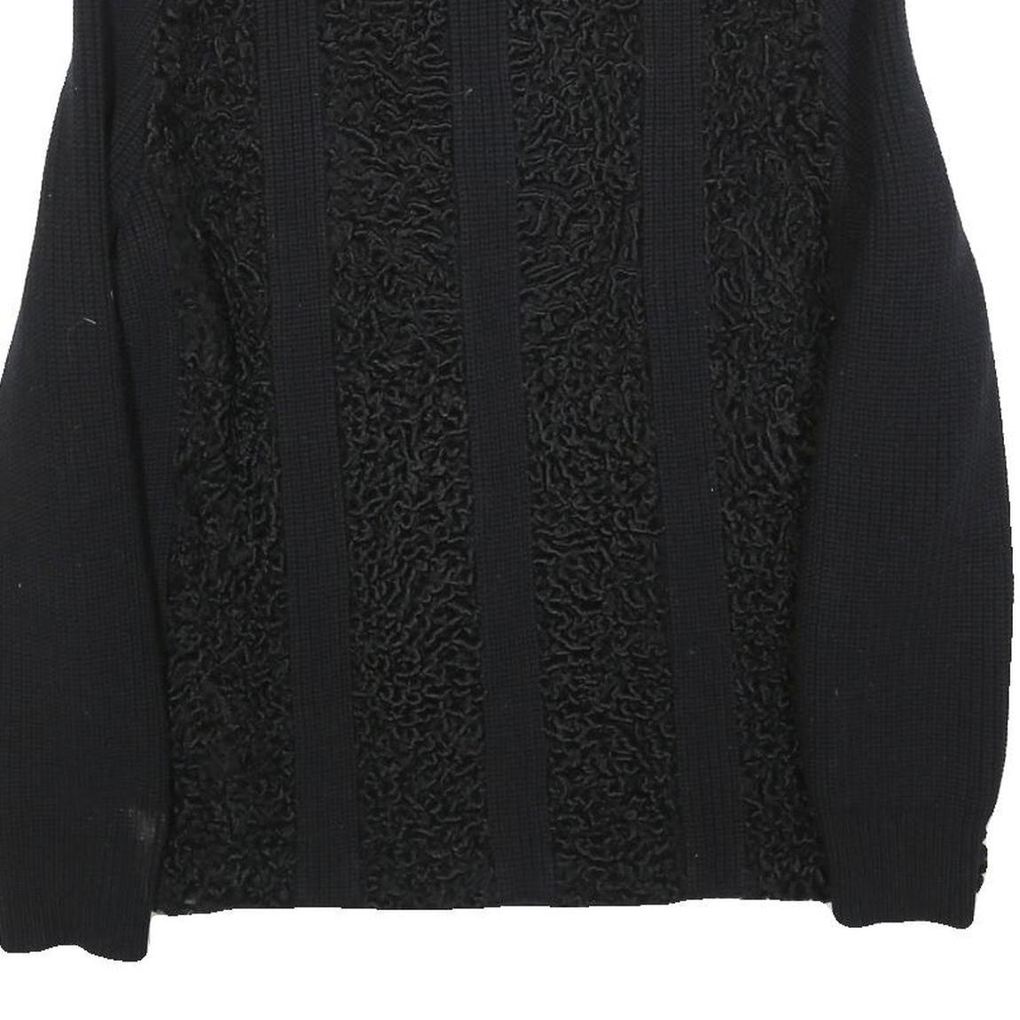 Womens Black Textured Button Jacket M Knit Fine Wool Casual Warm Layer