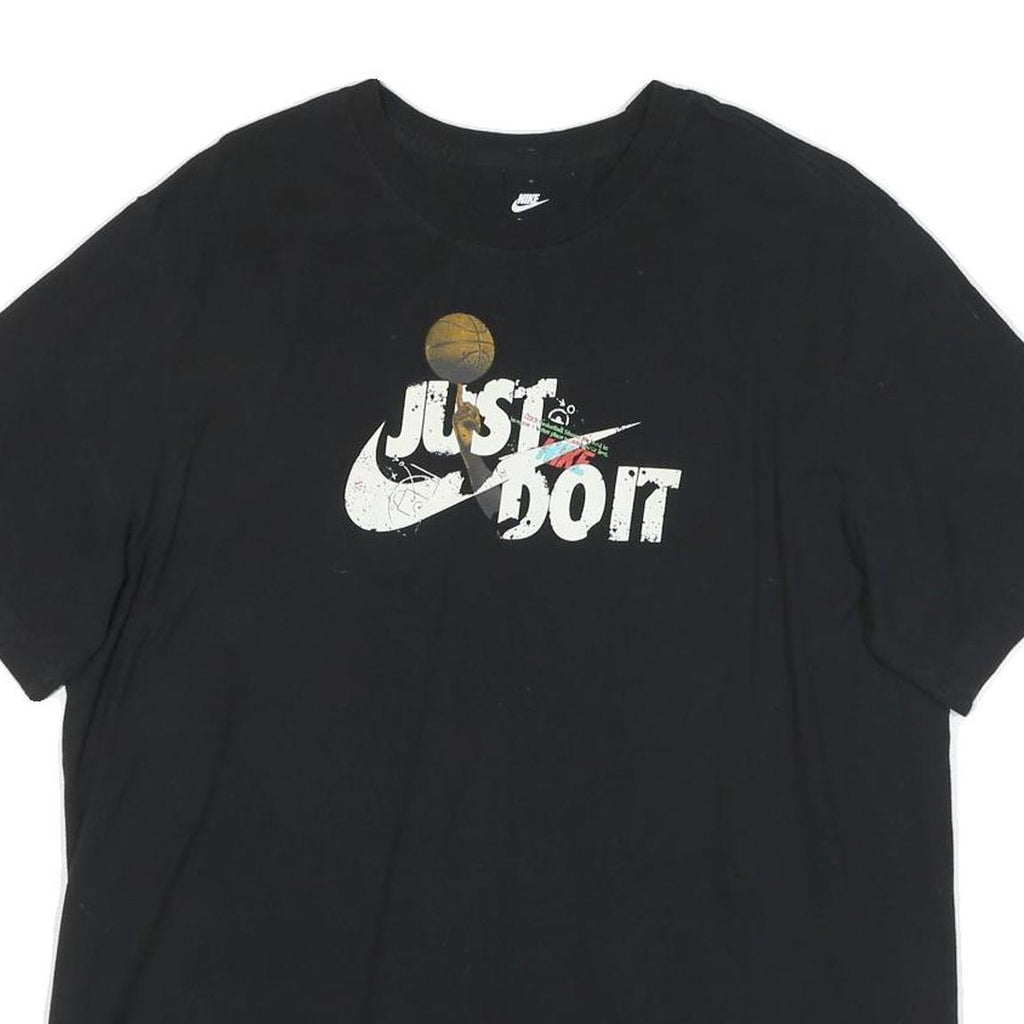 NIKE Mens Black Just Do It Graphic T-Shirt L Short Sleeve Crew Neck Sports