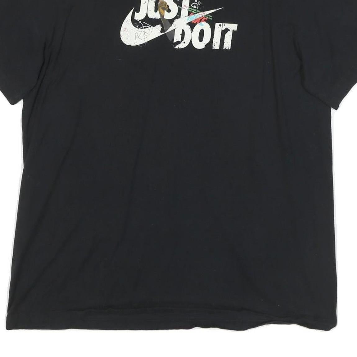 NIKE Mens Black Just Do It Graphic T-Shirt L Short Sleeve Crew Neck Sports