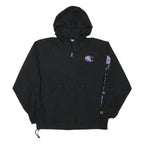 CHAMPION Mens Black Hooded Jacket M Polyester Blend Zip Logo Print Casual
