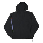 CHAMPION Mens Black Hooded Jacket M Polyester Blend Zip Logo Print Casual