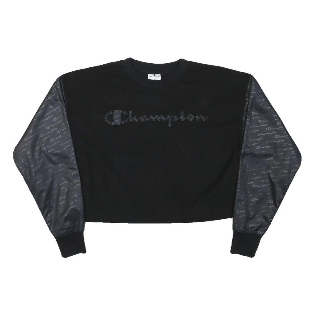 CHAMPION Womens Black & Charcoal Sweatshirt Crew Neck XS Embroidered Logo