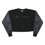 CHAMPION Womens Black & Charcoal Sweatshirt Crew Neck XS Embroidered Logo