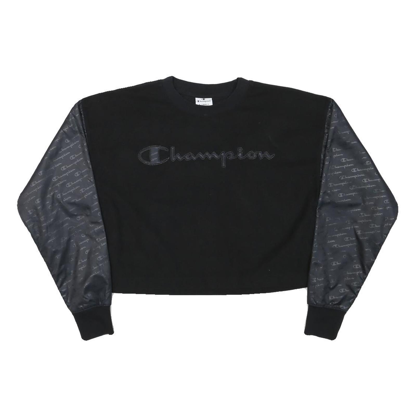 CHAMPION Womens Black & Charcoal Sweatshirt Crew Neck XS Embroidered Logo