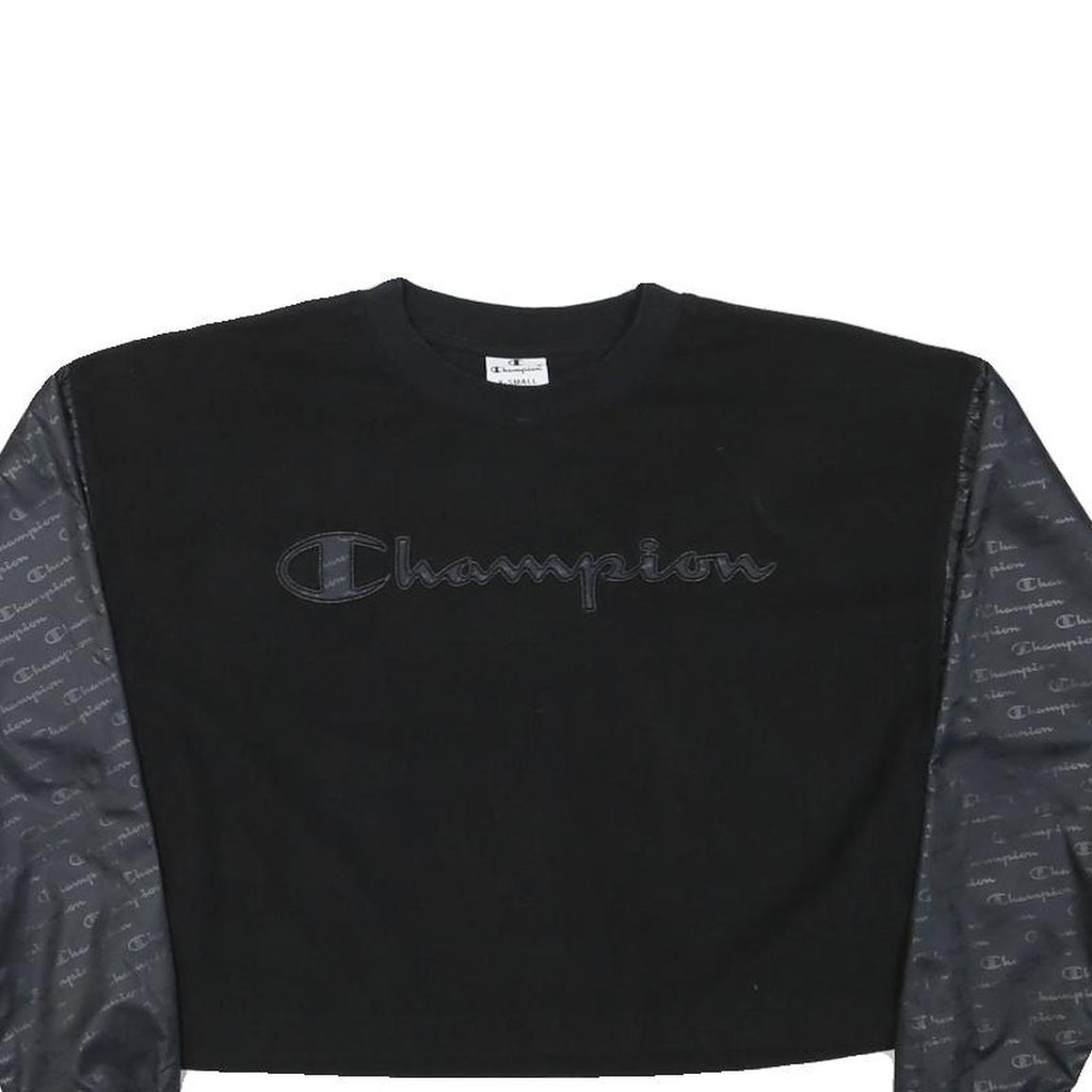 CHAMPION Womens Black & Charcoal Sweatshirt Crew Neck XS Embroidered Logo