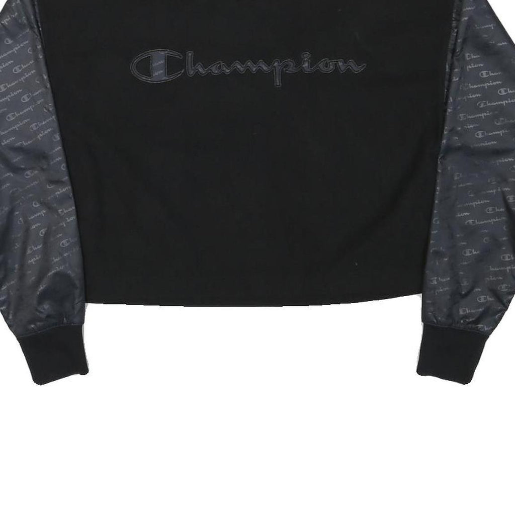 CHAMPION Womens Black & Charcoal Sweatshirt Crew Neck XS Embroidered Logo