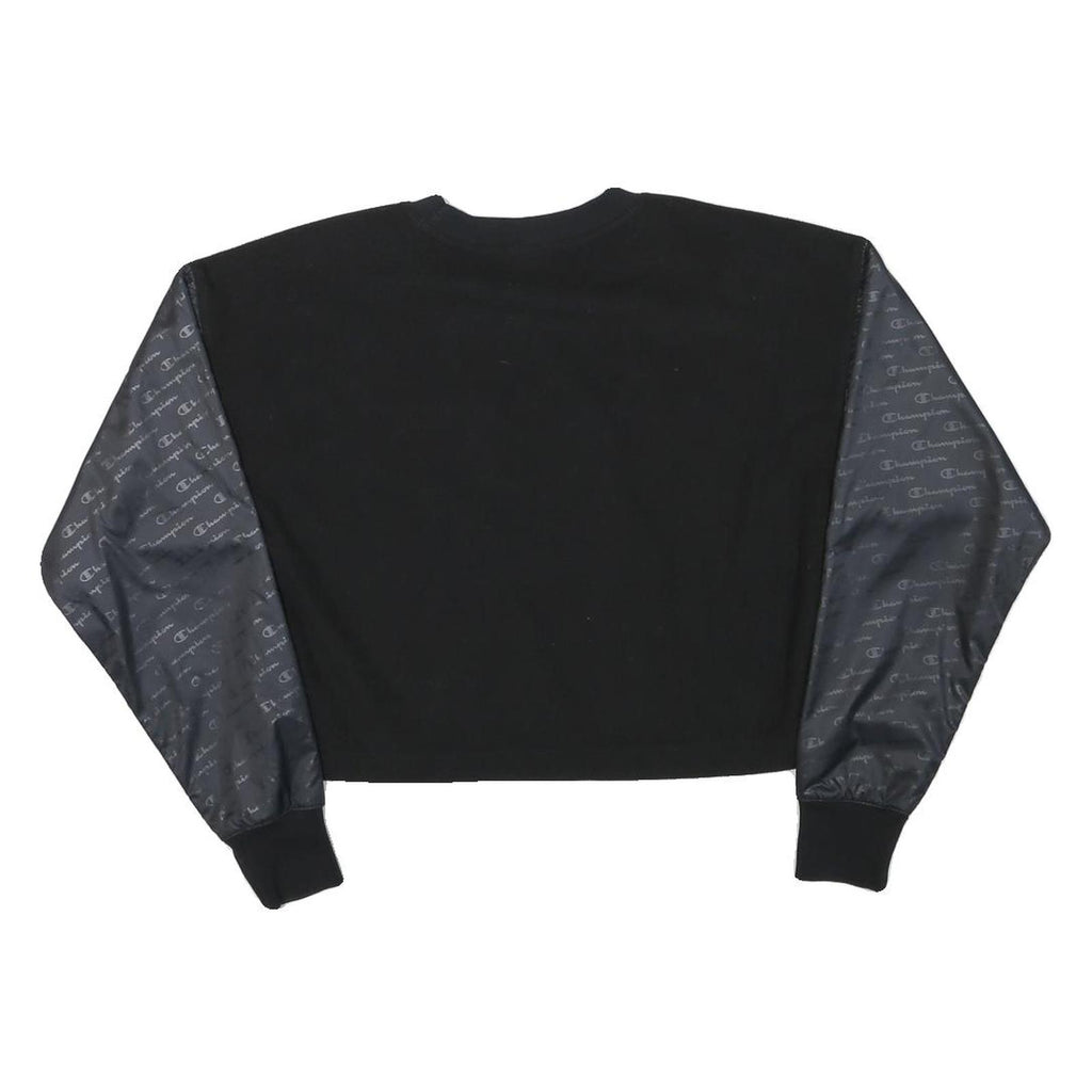 CHAMPION Womens Black & Charcoal Sweatshirt Crew Neck XS Embroidered Logo