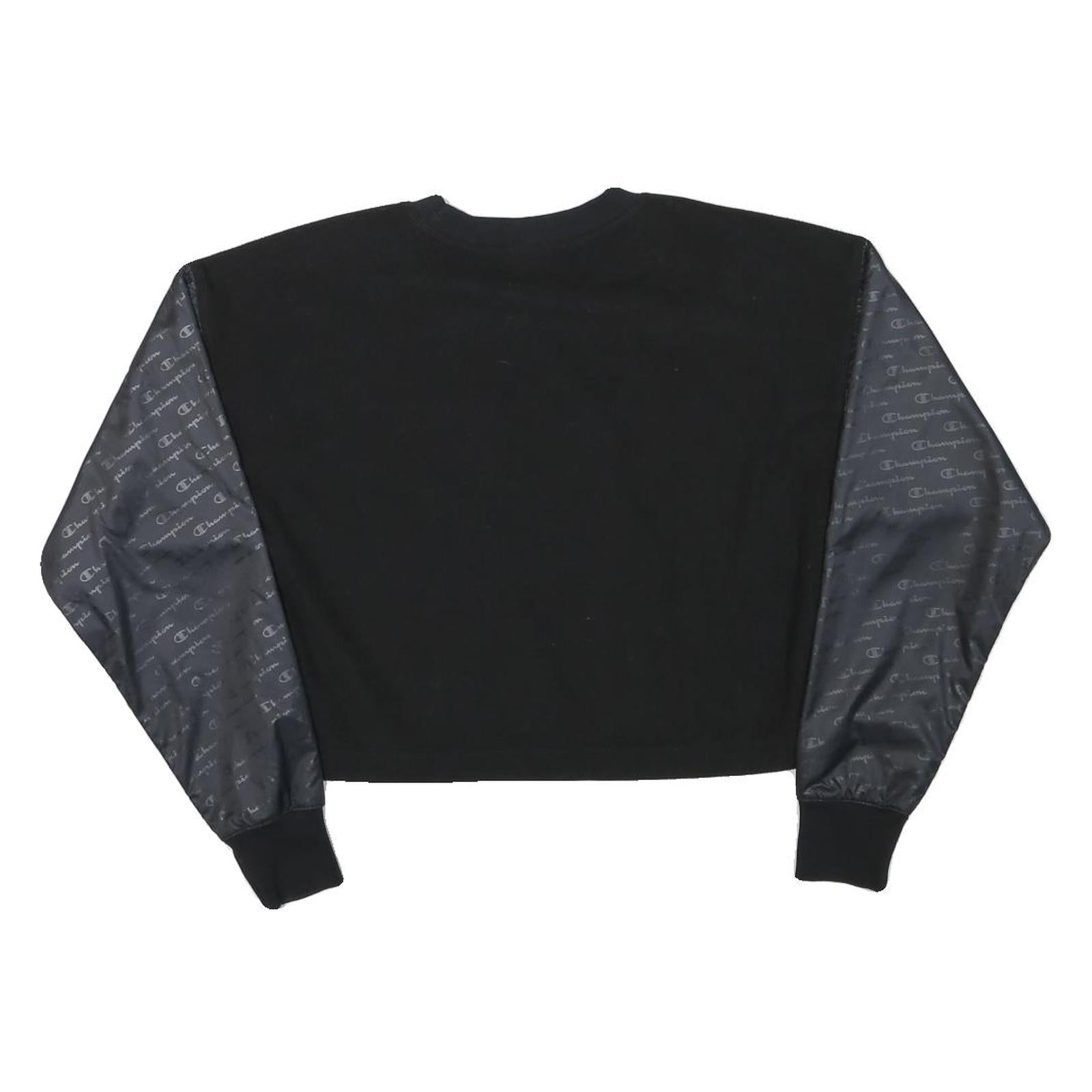 CHAMPION Womens Black & Charcoal Sweatshirt Crew Neck XS Embroidered Logo