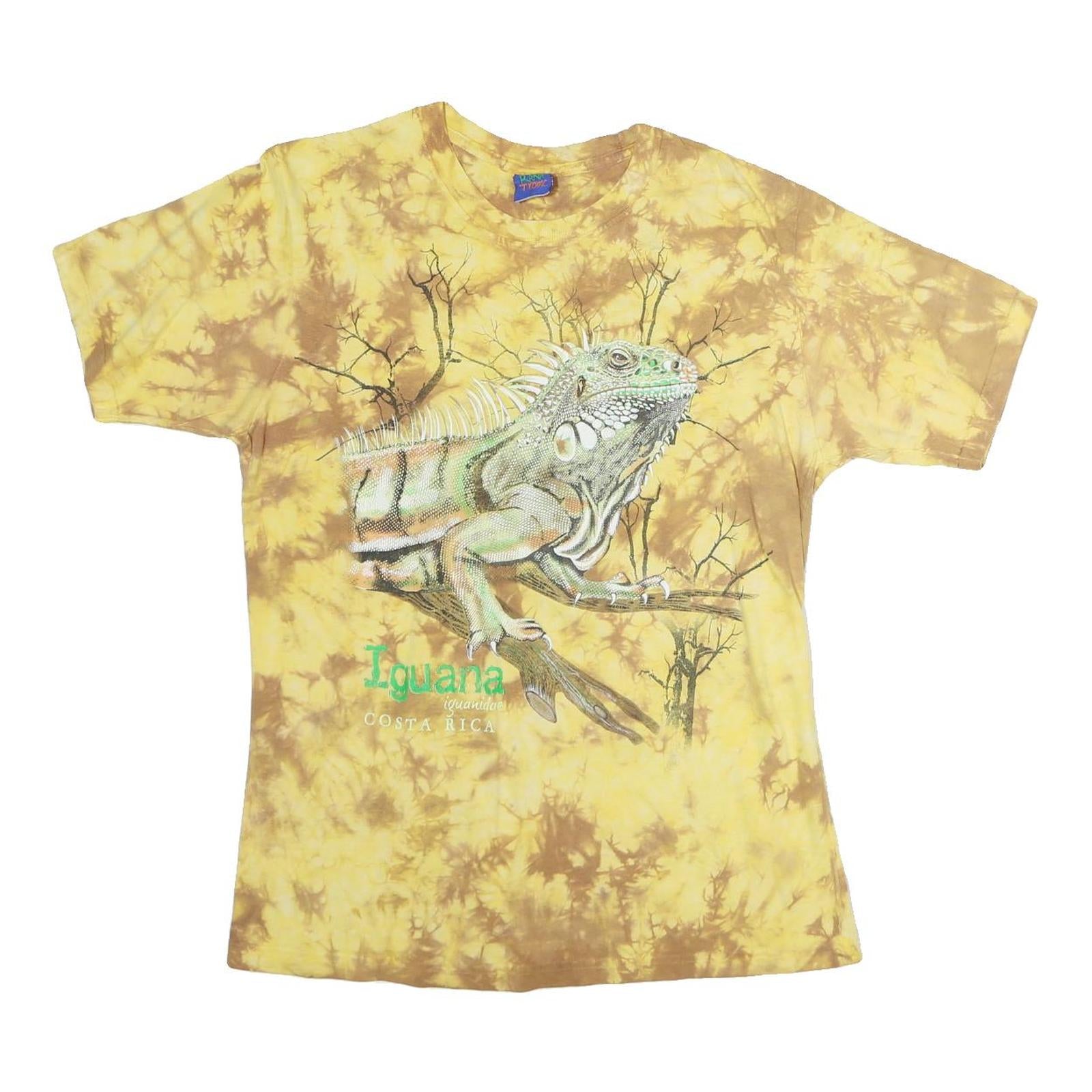 RANA TROPIC Mens Yellow & Brown Iguana Graphic Short Sleeve Crew Neck S Cotton