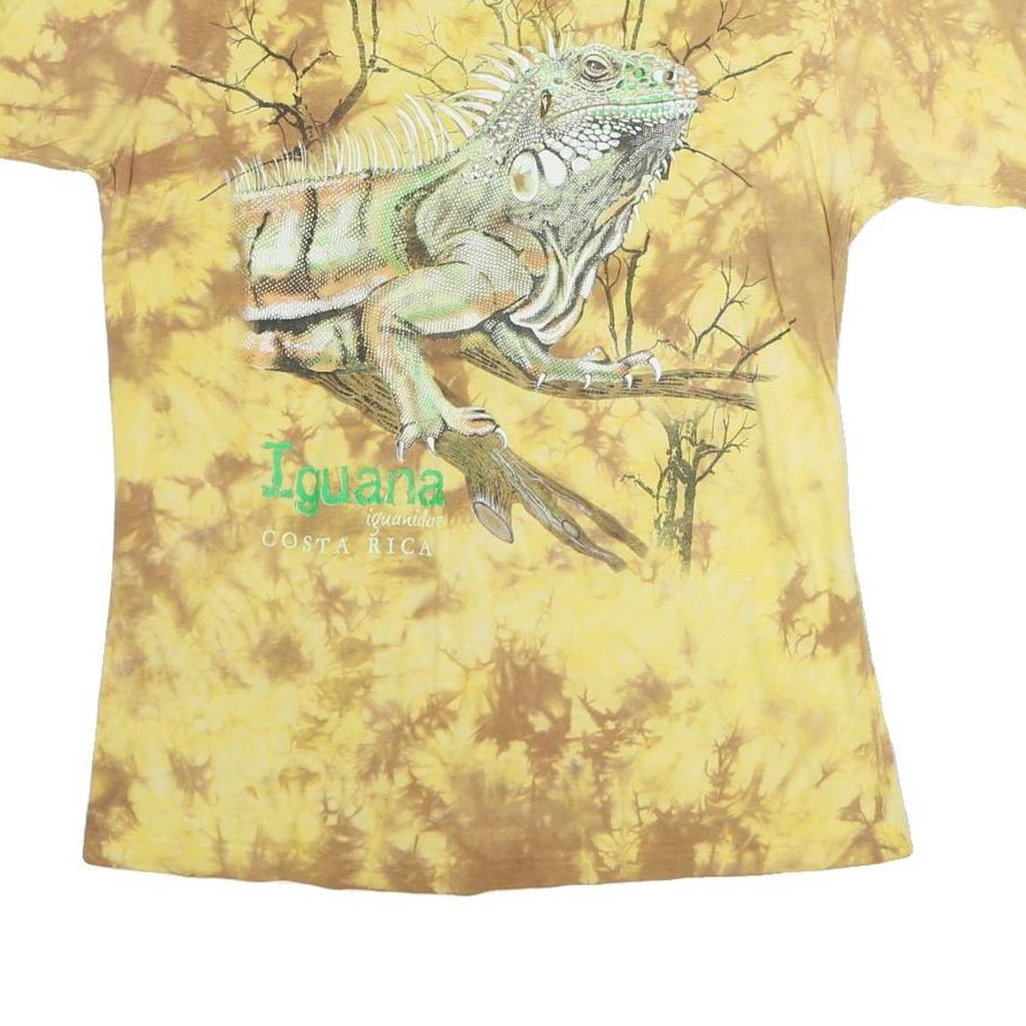 RANA TROPIC Mens Yellow & Brown Iguana Graphic Short Sleeve Crew Neck S Cotton