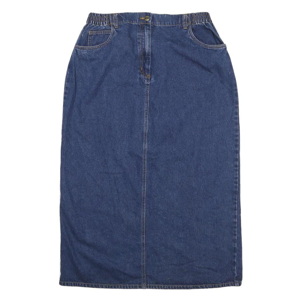 LL BEAN Womens Blue Denim Straight Knee Length Woven Cotton Skirt M Casual