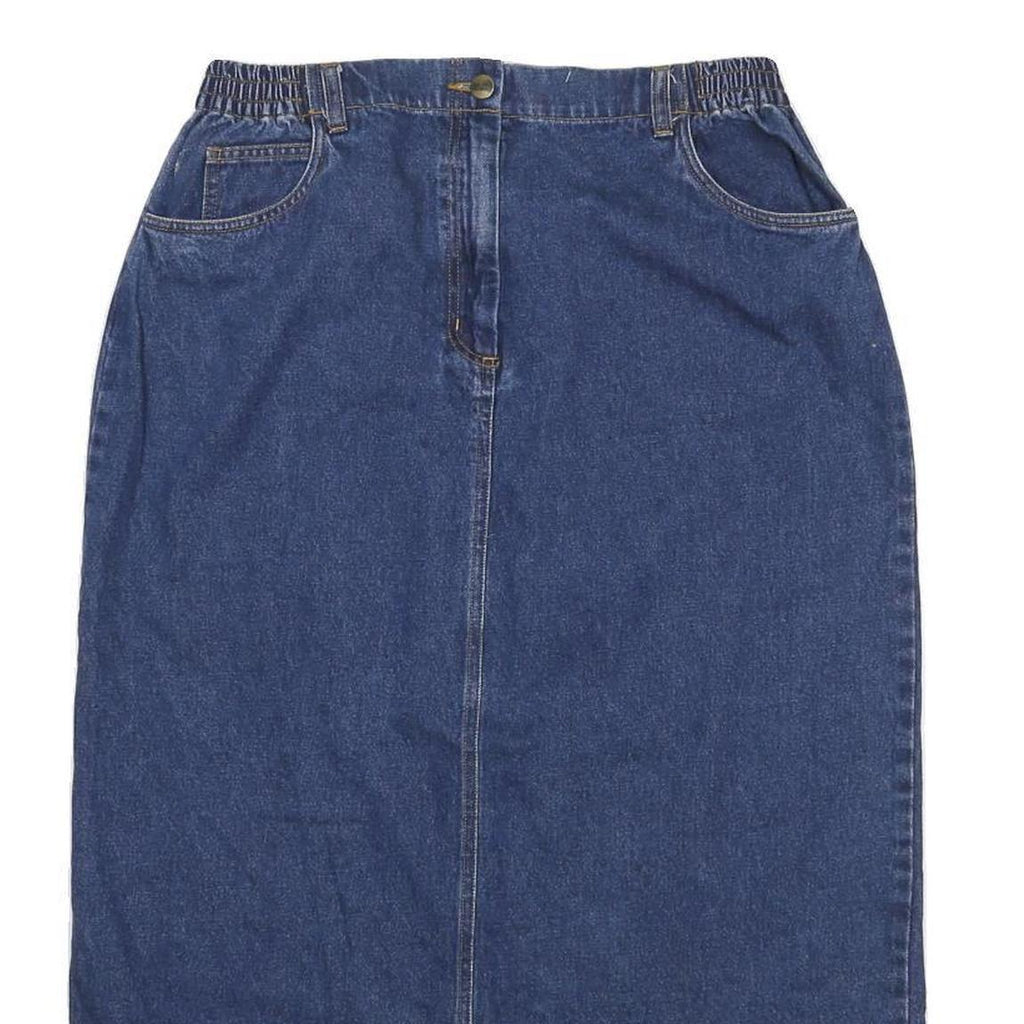LL BEAN Womens Blue Denim Straight Knee Length Woven Cotton Skirt M Casual