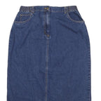 LL BEAN Womens Blue Denim Straight Knee Length Woven Cotton Skirt M Casual