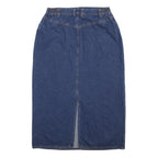 LL BEAN Womens Blue Denim Straight Knee Length Woven Cotton Skirt M Casual