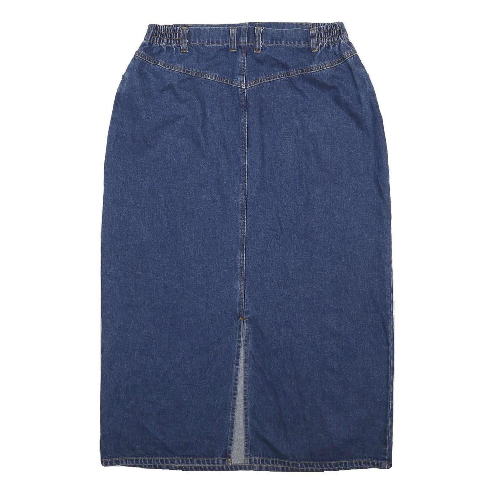 LL BEAN Womens Blue Denim Straight Knee Length Woven Cotton Skirt M Casual