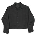 Womens Black Blazer Button Up Classic Fit M Polyester Blend Woven Plain Cropped