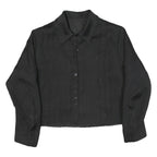 Womens Black Blazer Button Up Classic Fit M Polyester Blend Woven Plain Cropped