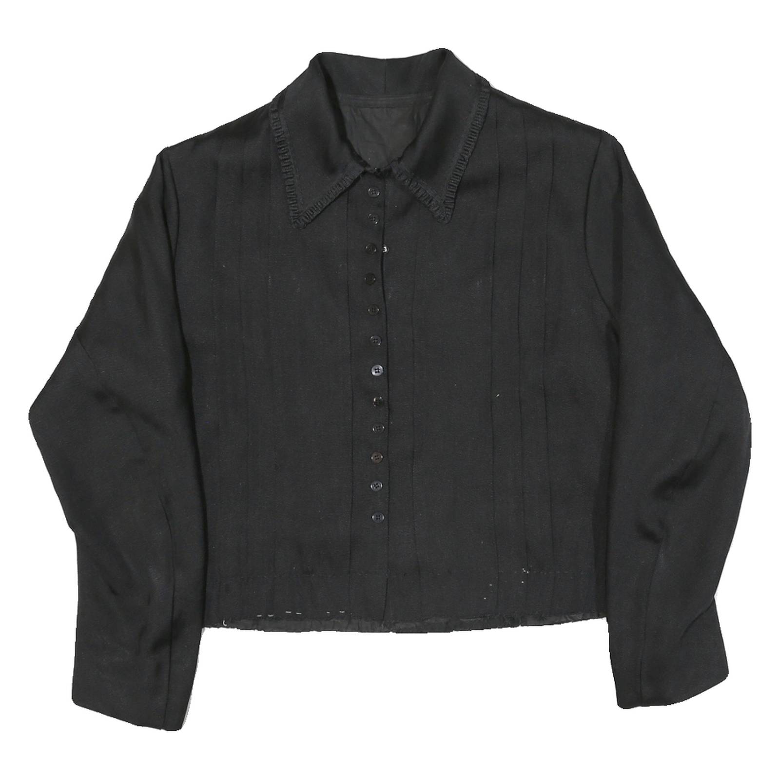Womens Black Blazer Button Up Classic Fit M Polyester Blend Woven Plain Cropped
