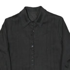Womens Black Blazer Button Up Classic Fit M Polyester Blend Woven Plain Cropped