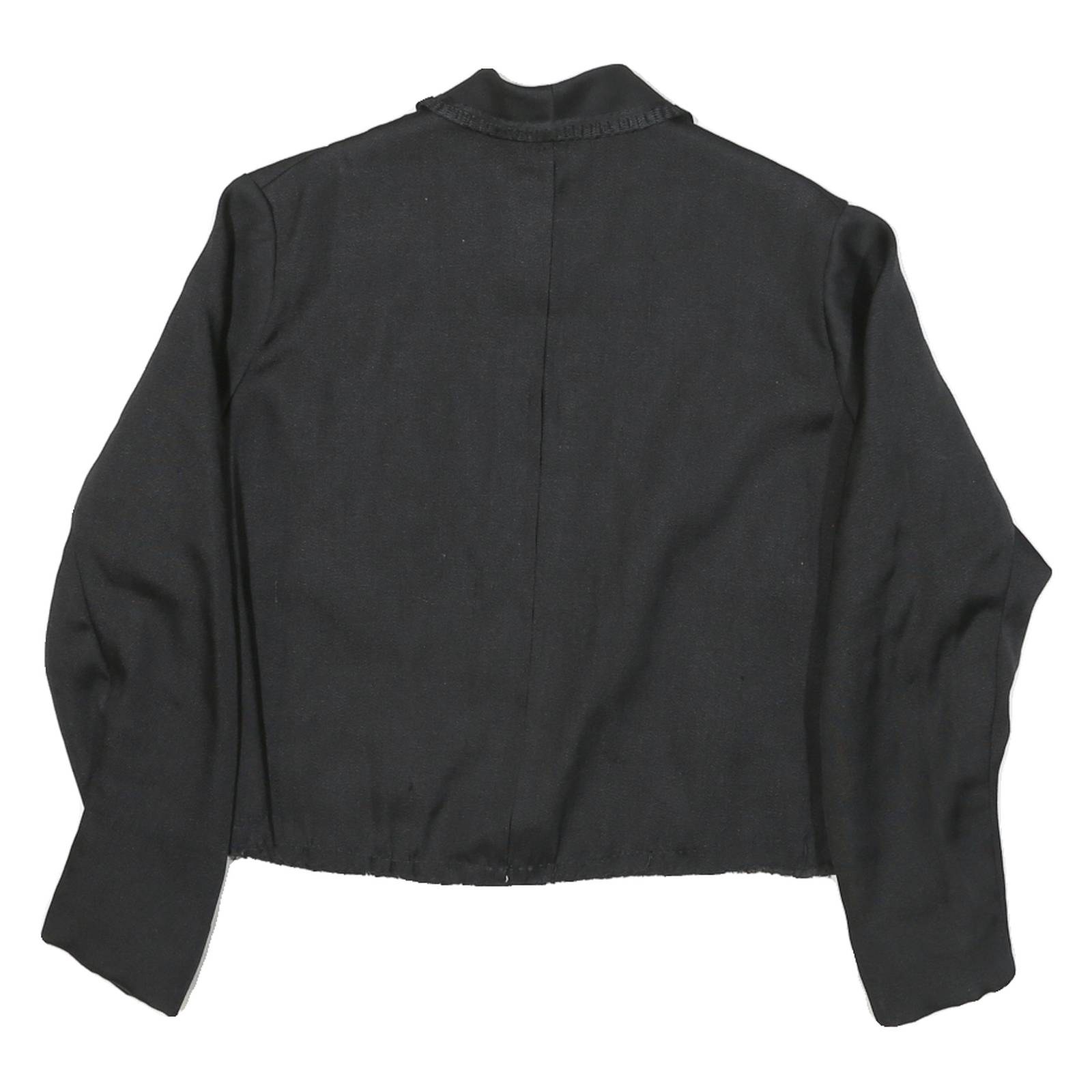 Womens Black Blazer Button Up Classic Fit M Polyester Blend Woven Plain Cropped