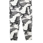 Womens Camo Print Cotton Blend Relaxed Cargo Trousers W22 L26 Elastic Cuffs