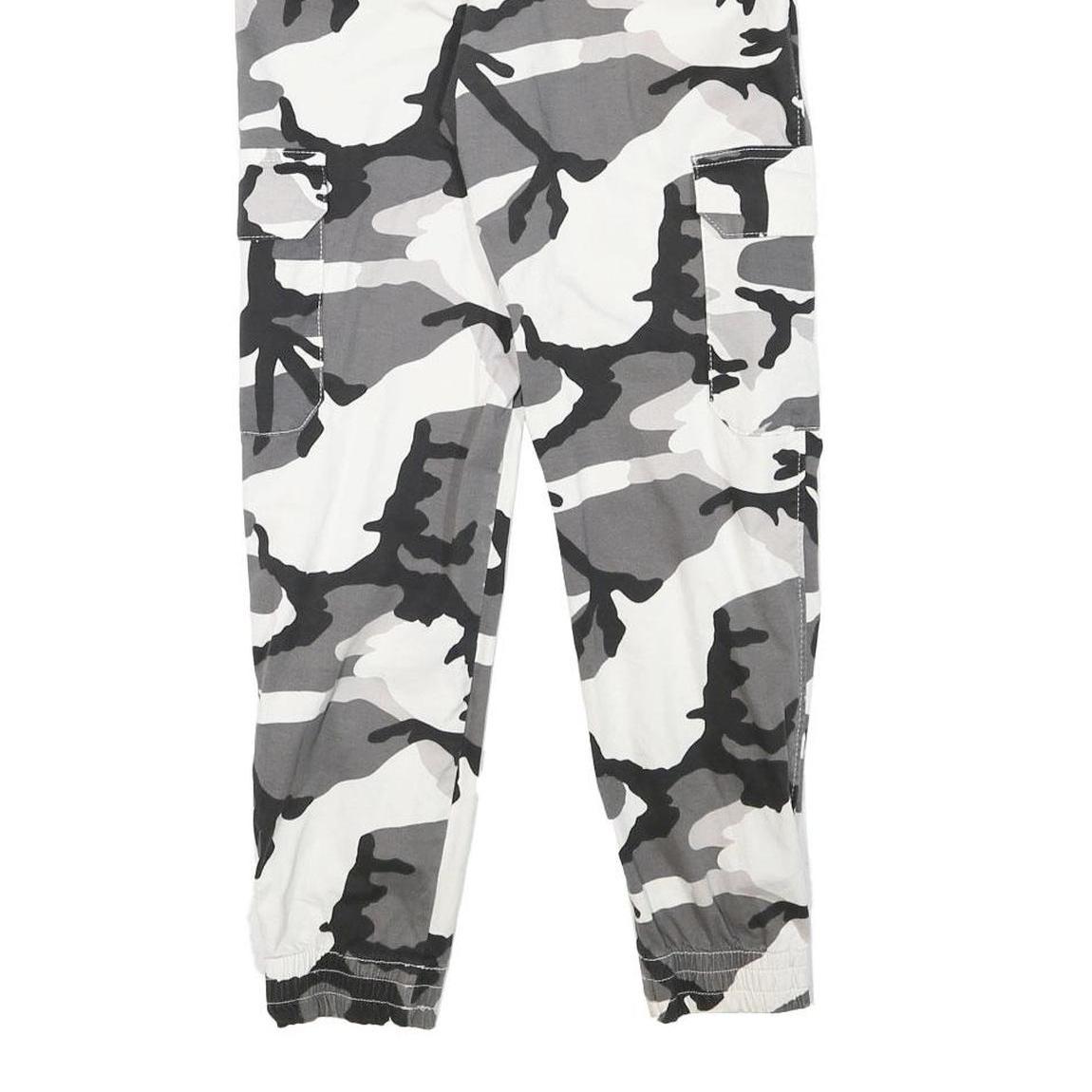 Womens Camo Print Cotton Blend Relaxed Cargo Trousers W22 L26 Elastic Cuffs