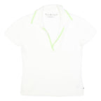 TOMMY HILFIGER Womens White Polo Shirt L Cotton Blend Short Sleeve Casual