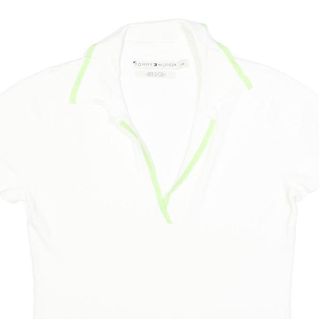 TOMMY HILFIGER Womens White Polo Shirt L Cotton Blend Short Sleeve Casual