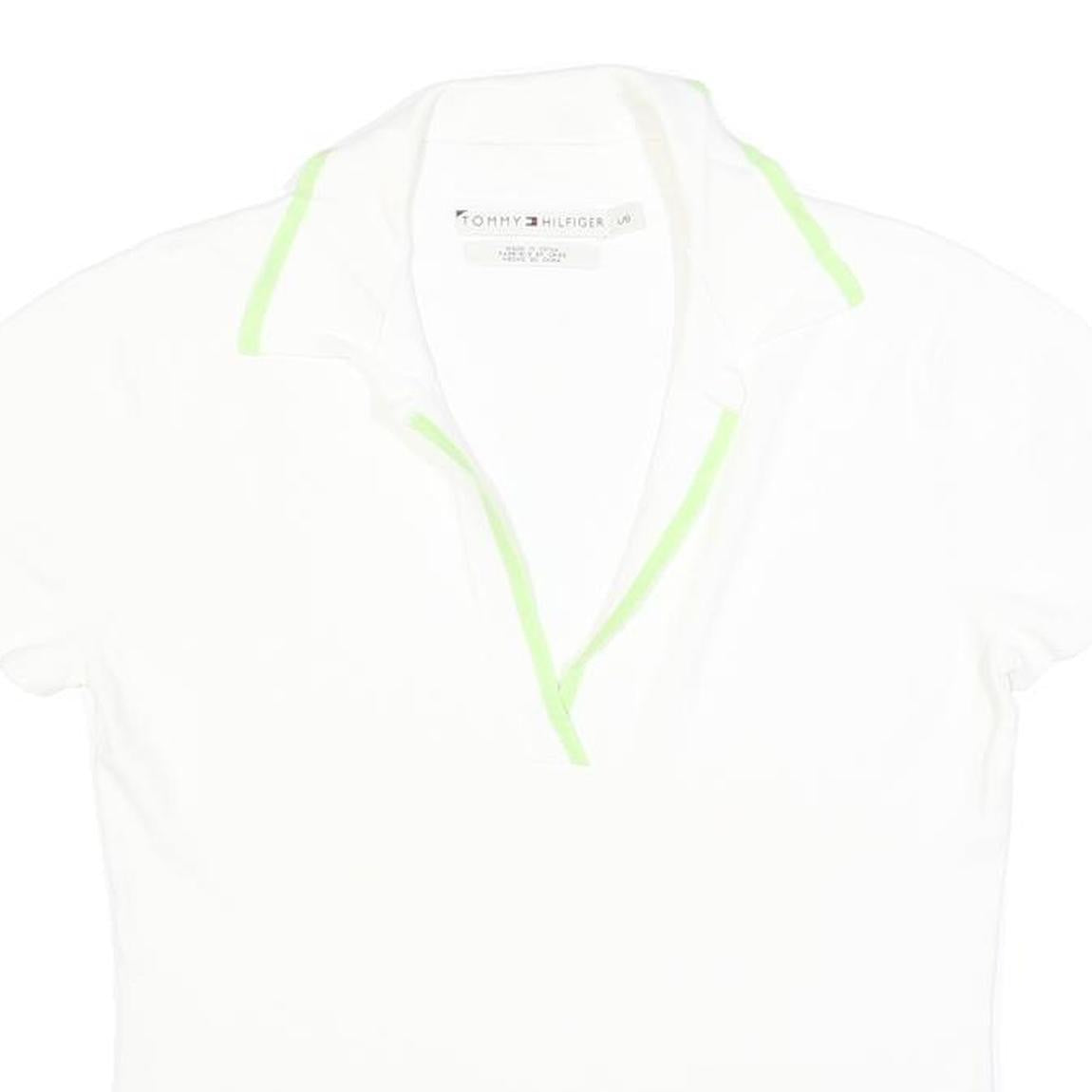 TOMMY HILFIGER Womens White Polo Shirt L Cotton Blend Short Sleeve Casual