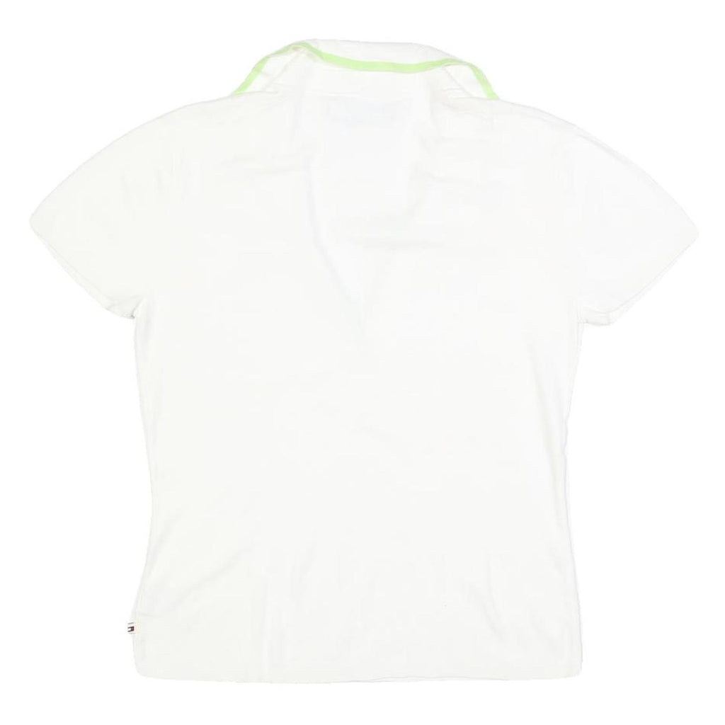 TOMMY HILFIGER Womens White Polo Shirt L Cotton Blend Short Sleeve Casual