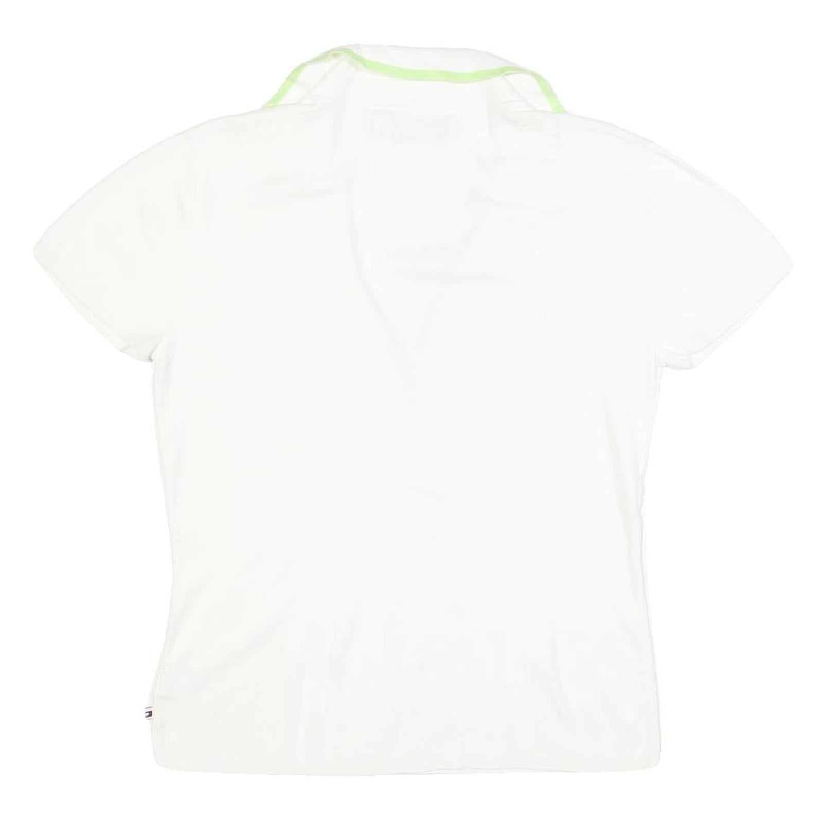 TOMMY HILFIGER Womens White Polo Shirt L Cotton Blend Short Sleeve Casual