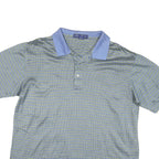 ALAN FLUSSER Mens Blue & Green Short Sleeve Checked Polo Shirt L Cotton Blend