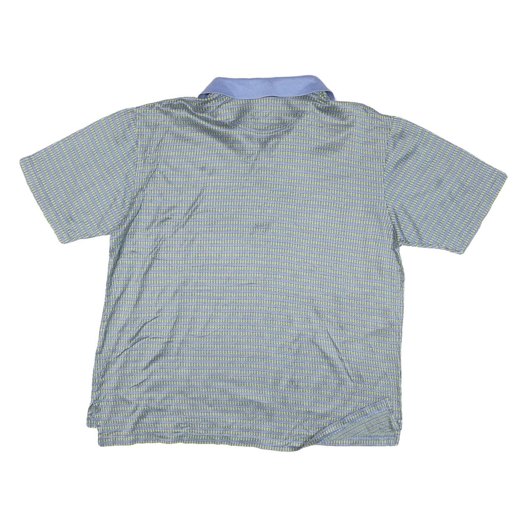 ALAN FLUSSER Mens Blue & Green Short Sleeve Checked Polo Shirt L Cotton Blend