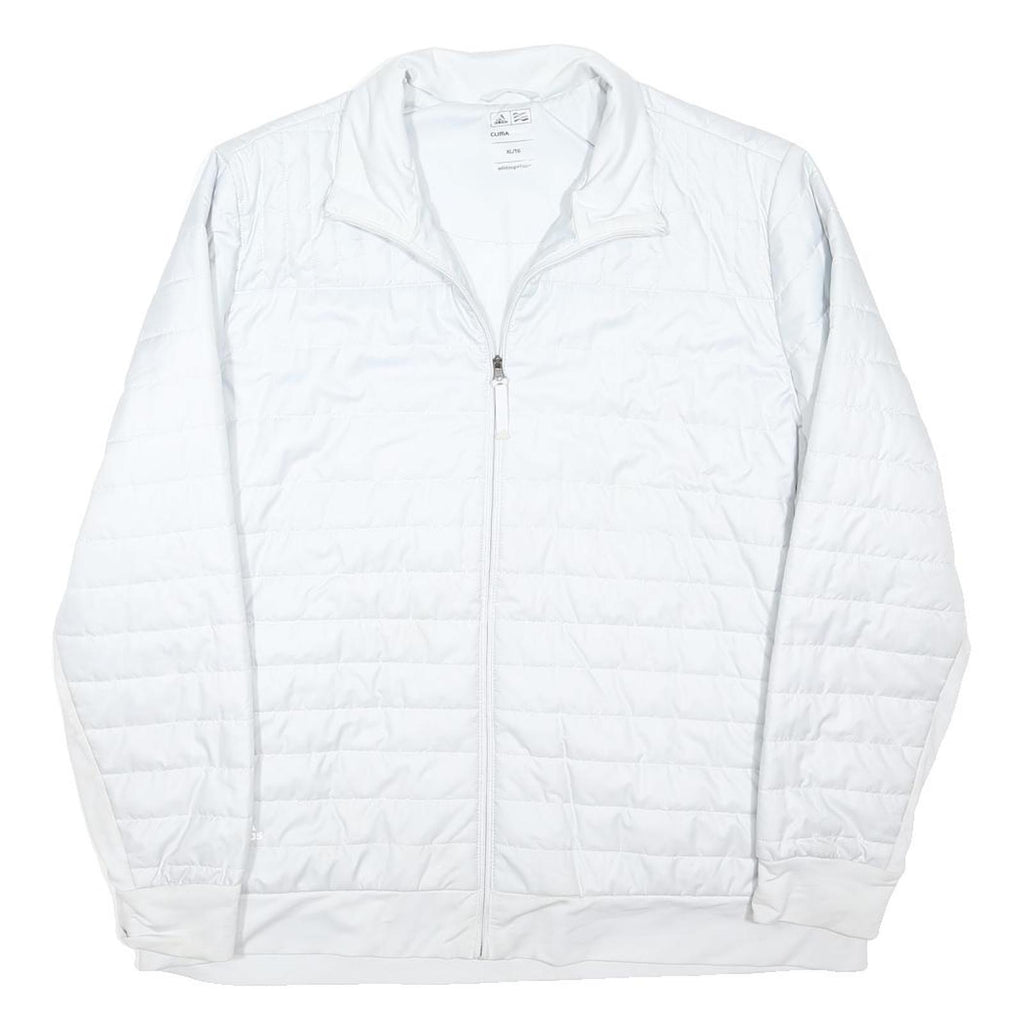 ADIDAS Womens White XL Polyester Blend Quilted Zip Jacket Sportswear Lightweight