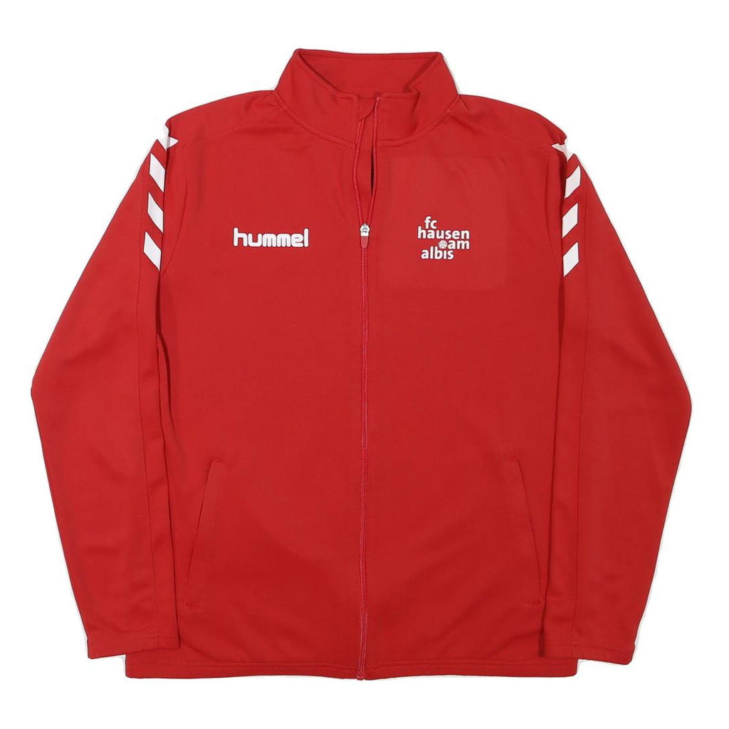 HUMMEL Mens Red Zip Jacket L Polyester Blend Plain Sportswear Training Track Top