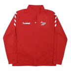 HUMMEL Mens Red Zip Jacket L Polyester Blend Plain Sportswear Training Track Top