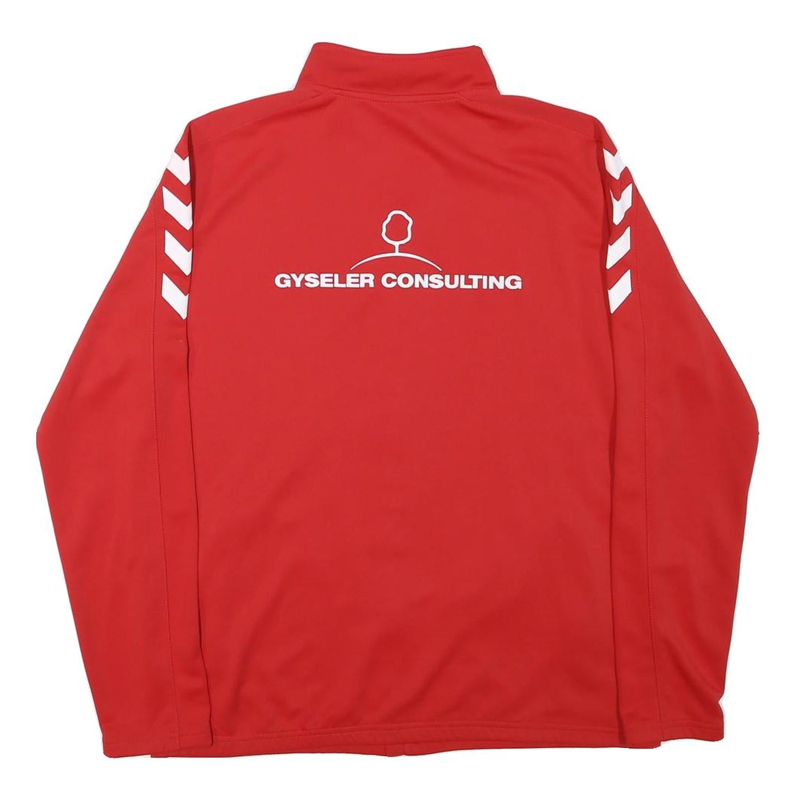 HUMMEL Mens Red Zip Jacket L Polyester Blend Plain Sportswear Training Track Top