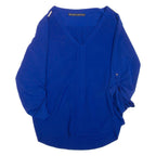 ZARA Womens Blouse Blue V-Neck Long Sleeve S
