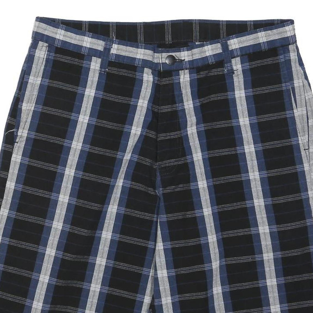 DICKIES Mens Blue Black Casual Striped Shorts M W34 Cotton Blend